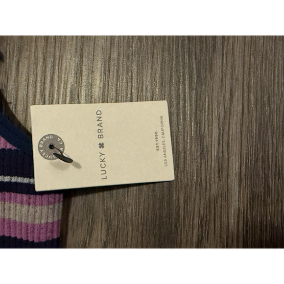 NWT Lucky Brand Women’s Padded Bralette Sports Bra Size L Striped Blue Purple - Picture 6 of 7